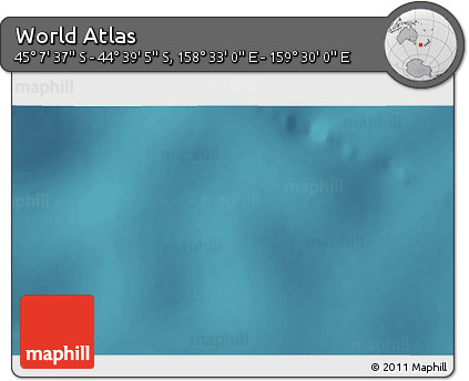 Satellite 3D Map of the Area around 44° 53' 21" S, 159° 1' 30" E