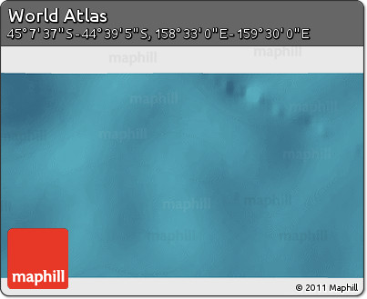 Satellite 3D Map of the Area around 44° 53' 21" S, 159° 1' 30" E