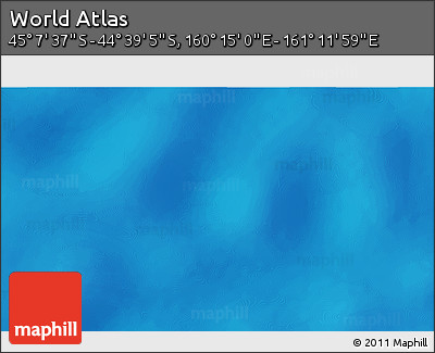 Physical 3D Map of the Area around 44° 53' 21" S, 160° 43' 29" E