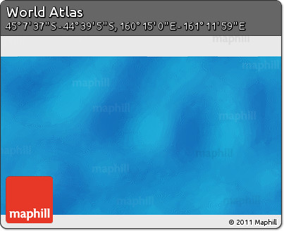Physical 3D Map of the Area around 44° 53' 21" S, 160° 43' 29" E