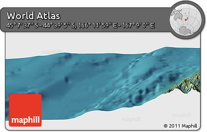 Satellite Panoramic Map of the Area around 44° 53' 21" S, 166° 40' 30" E