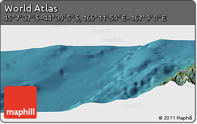 Satellite Panoramic Map of the Area around 44° 53' 21" S, 166° 40' 30" E