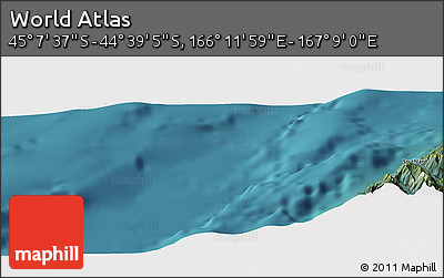 Satellite Panoramic Map of the Area around 44° 53' 21" S, 166° 40' 30" E