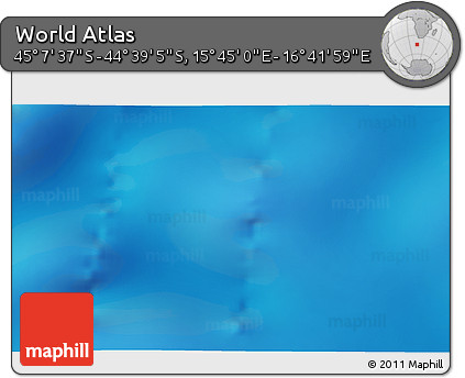 Physical 3D Map of the Area around 44° 53' 21" S, 16° 13' 30" E