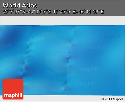Physical 3D Map of the Area around 44° 53' 21" S, 16° 13' 30" E