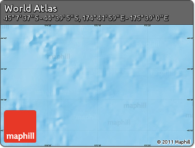 Physical Map of the Area around 44° 53' 21" S, 175° 10' 30" E