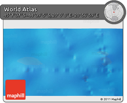 Physical 3D Map of the Area around 44° 53' 21" S, 20° 28' 30" E
