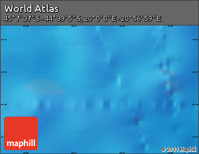 Physical Map of the Area around 44° 53' 21" S, 20° 28' 30" E