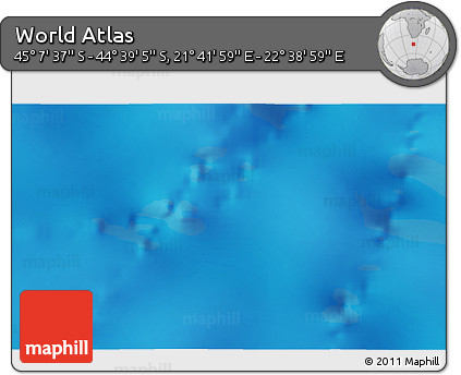 Physical 3D Map of the Area around 44° 53' 21" S, 22° 10' 29" E