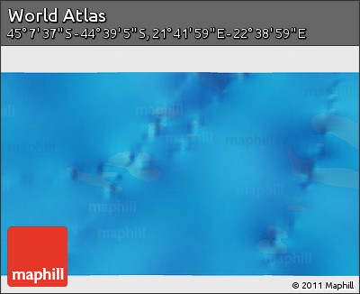 Physical 3D Map of the Area around 44° 53' 21" S, 22° 10' 29" E