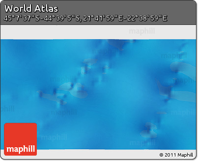 Physical 3D Map of the Area around 44° 53' 21" S, 22° 10' 29" E