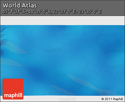 Physical 3D Map of the Area around 44° 53' 21" S, 23° 1' 29" E