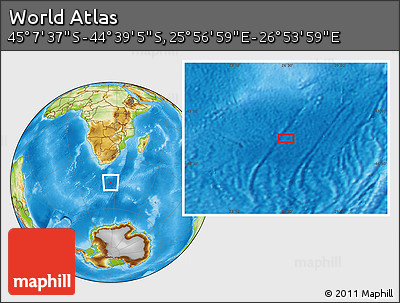 Physical Location Map of the Area around 44° 53' 21" S, 26° 25' 29" E