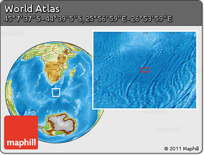 Physical Location Map of the Area around 44° 53' 21" S, 26° 25' 29" E