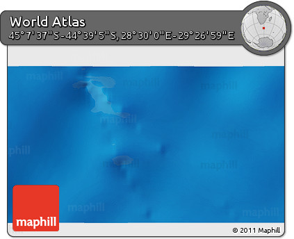 Physical 3D Map of the Area around 44° 53' 21" S, 28° 58' 30" E