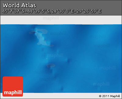 Physical 3D Map of the Area around 44° 53' 21" S, 28° 58' 30" E