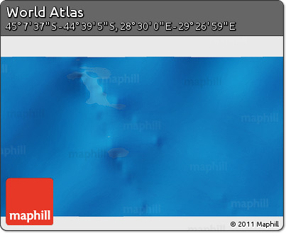 Physical 3D Map of the Area around 44° 53' 21" S, 28° 58' 30" E
