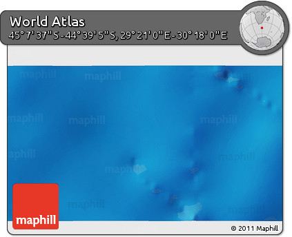 Physical 3D Map of the Area around 44° 53' 21" S, 29° 49' 30" E