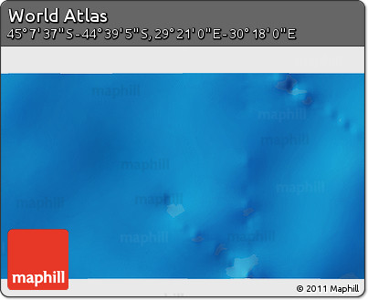 Physical 3D Map of the Area around 44° 53' 21" S, 29° 49' 30" E