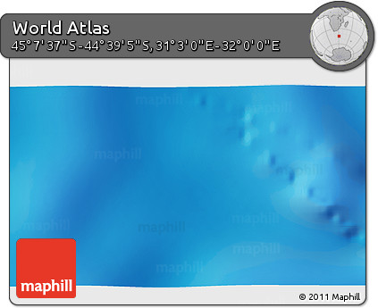 Physical 3D Map of the Area around 44° 53' 21" S, 31° 31' 29" E