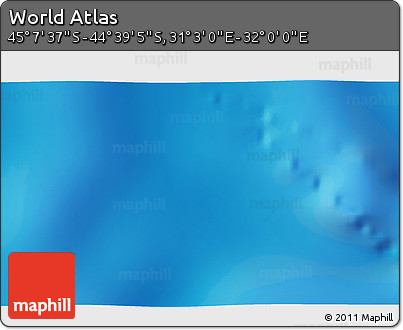 Physical 3D Map of the Area around 44° 53' 21" S, 31° 31' 29" E