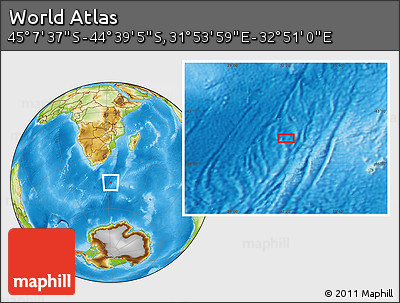Physical Location Map of the Area around 44° 53' 21" S, 32° 22' 30" E