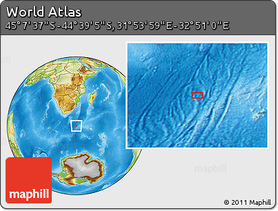 Physical Location Map of the Area around 44° 53' 21" S, 32° 22' 30" E