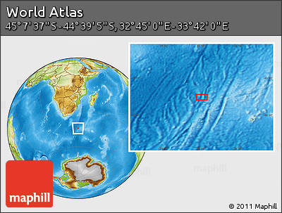 Physical Location Map of the Area around 44° 53' 21" S, 33° 13' 30" E