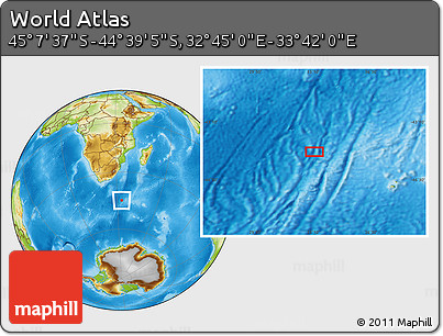 Physical Location Map of the Area around 44° 53' 21" S, 33° 13' 30" E