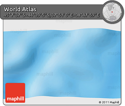 Physical 3D Map of the Area around 44° 53' 21" S, 38° 19' 30" E