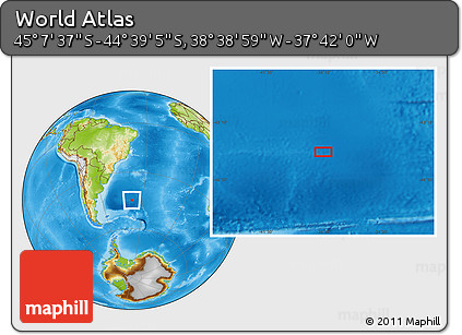 Physical Location Map of the Area around 44° 53' 21" S, 38° 10' 29" W