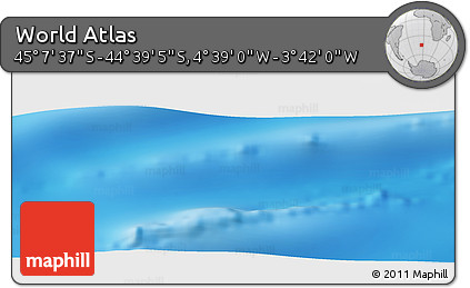 Physical Panoramic Map of the Area around 44° 53' 21" S, 4° 10' 30" W