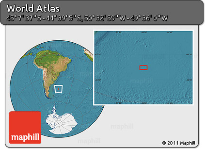 Satellite Location Map of the Area around 44° 53' 21" S, 50° 4' 30" W