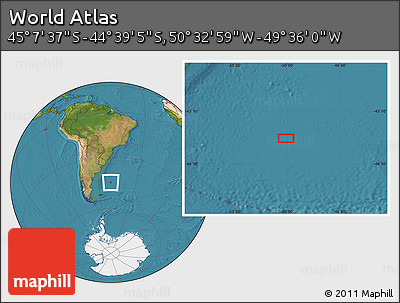 Satellite Location Map of the Area around 44° 53' 21" S, 50° 4' 30" W