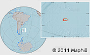 Gray Location Map of the area around 44° 53' 21" S, 50° 55' 29" W, hill shading