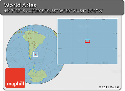 Savanna Style Location Map of the Area around 44° 53' 21" S, 55° 10' 29" W