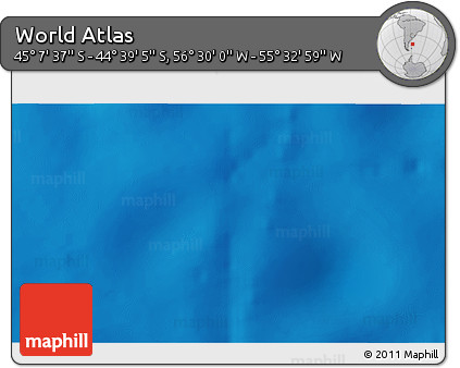 Physical 3D Map of the Area around 44° 53' 21" S, 56° 1' 29" W