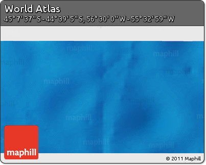 Physical 3D Map of the Area around 44° 53' 21" S, 56° 1' 29" W