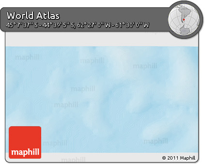 Physical 3D Map of the Area around 44° 53' 21" S, 61° 58' 30" W