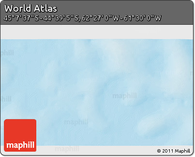 Physical 3D Map of the Area around 44° 53' 21" S, 61° 58' 30" W