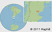 Savanna Style Location Map of the area around 44° 53' 21" S, 67° 55' 30" W