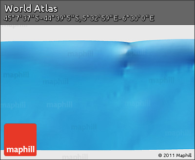 Physical 3D Map of the Area around 44° 53' 21" S, 6° 1' 30" E