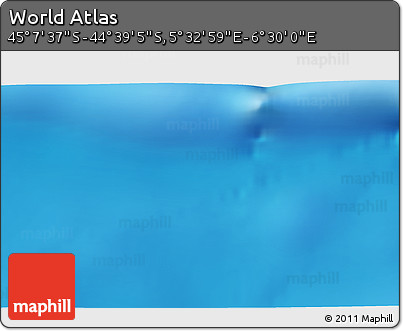 Physical 3D Map of the Area around 44° 53' 21" S, 6° 1' 30" E