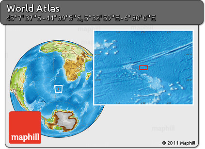 Physical Location Map of the Area around 44° 53' 21" S, 6° 1' 30" E