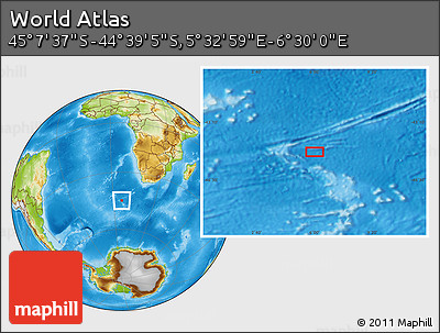 Physical Location Map of the Area around 44° 53' 21" S, 6° 1' 30" E