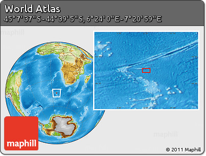 Physical Location Map of the Area around 44° 53' 21" S, 6° 52' 30" E