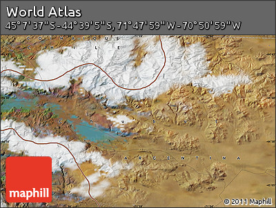 Satellite Map of the Area around 44° 53' 21" S, 71° 19' 29" W