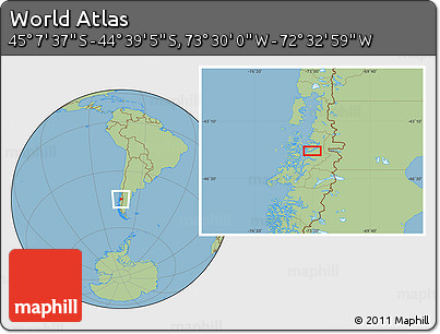 Savanna Style Location Map of the Area around 44° 53' 21" S, 73° 1' 30" W