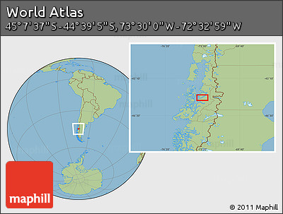Savanna Style Location Map of the Area around 44° 53' 21" S, 73° 1' 30" W