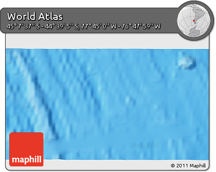 Physical 3D Map of the Area around 44° 53' 21" S, 77° 16' 30" W